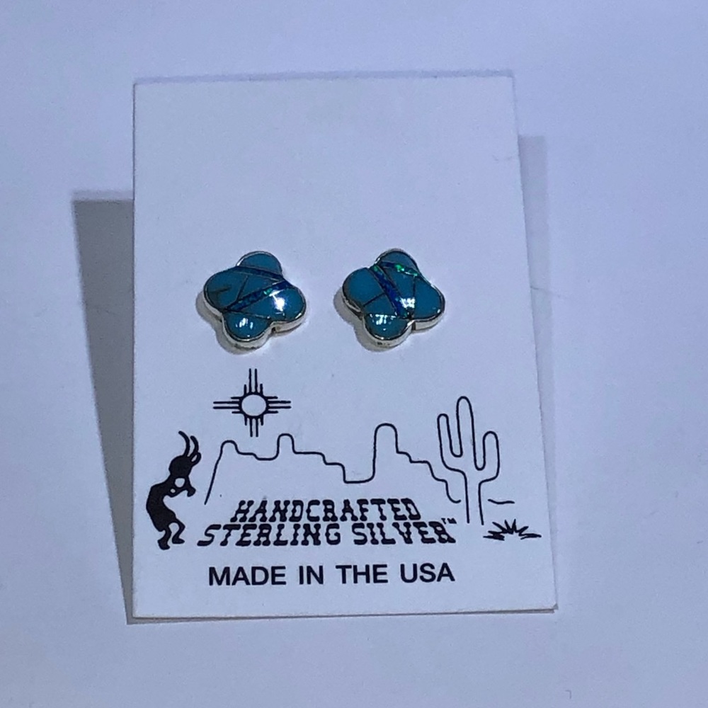 Sterling silver earrings with turquoise - Picture 4 of 6